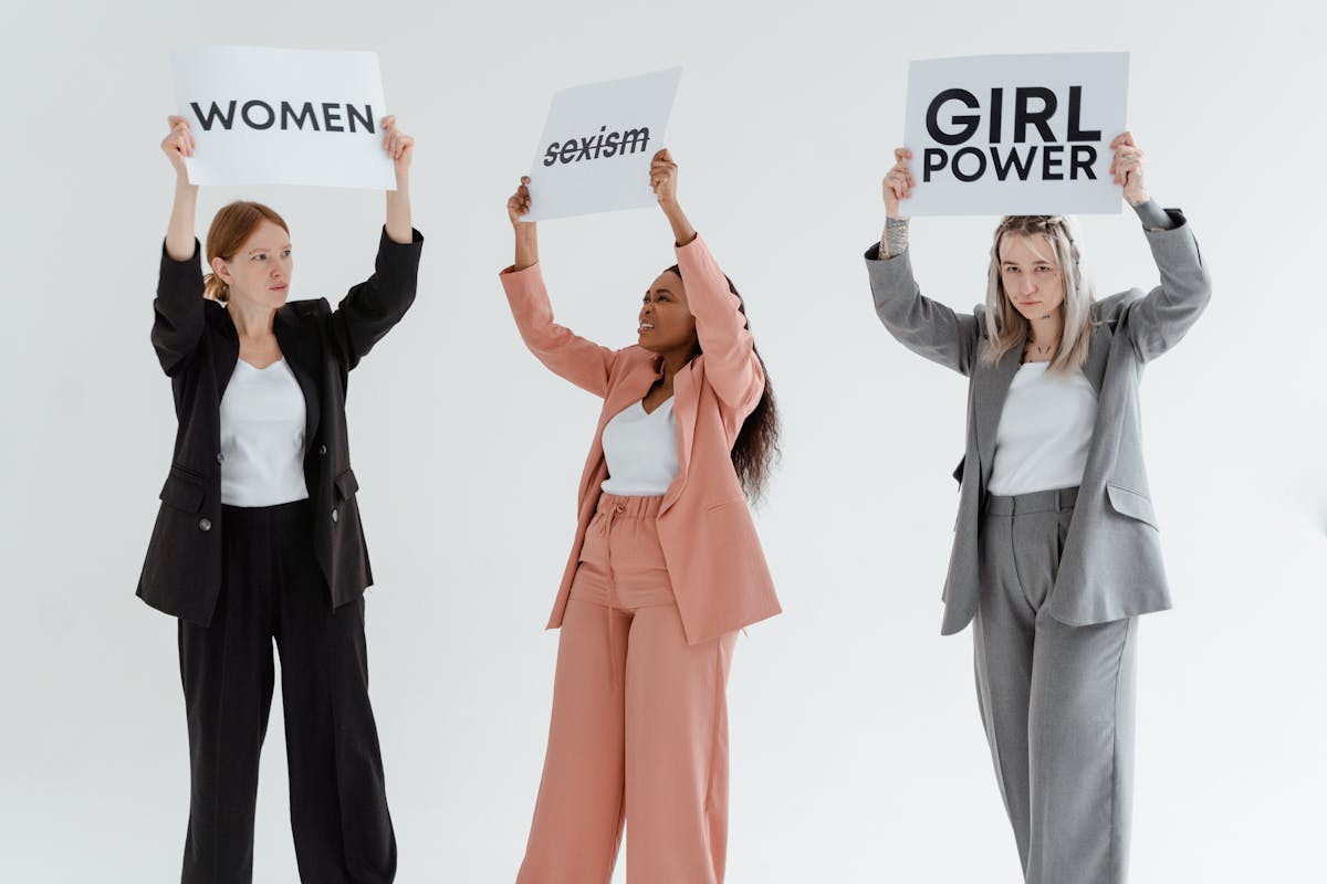 women holding signs